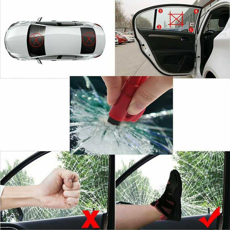 3 in 1 Car Window Glass Breaker Emergency Escape Tool Safety Seat Belt Cutter Red