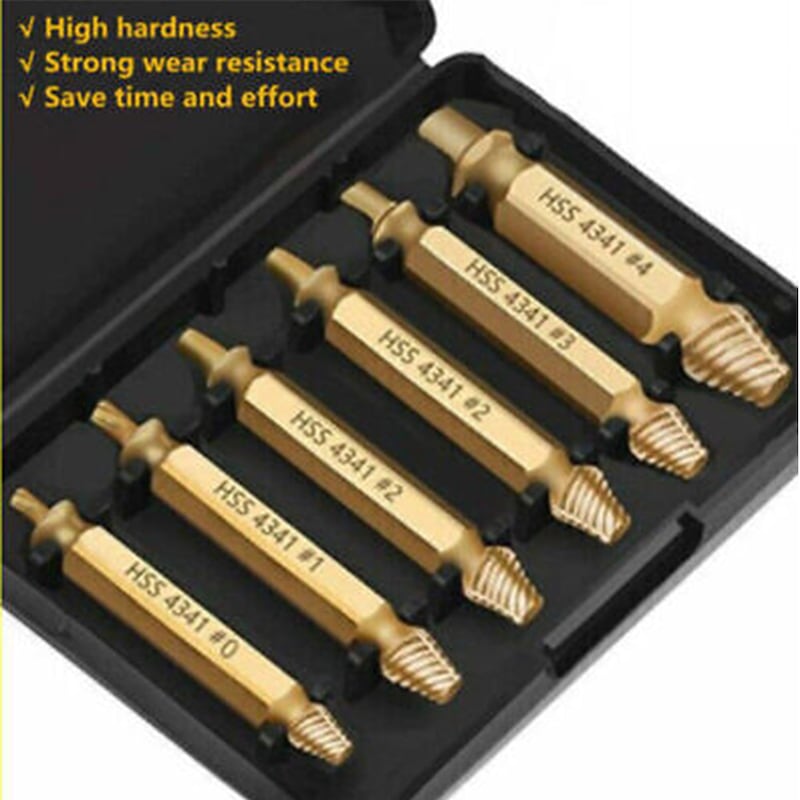 6Pcs Damaged Screw Extractor Speed Out Drill Bits Broken Bolt Remover Tool Kit